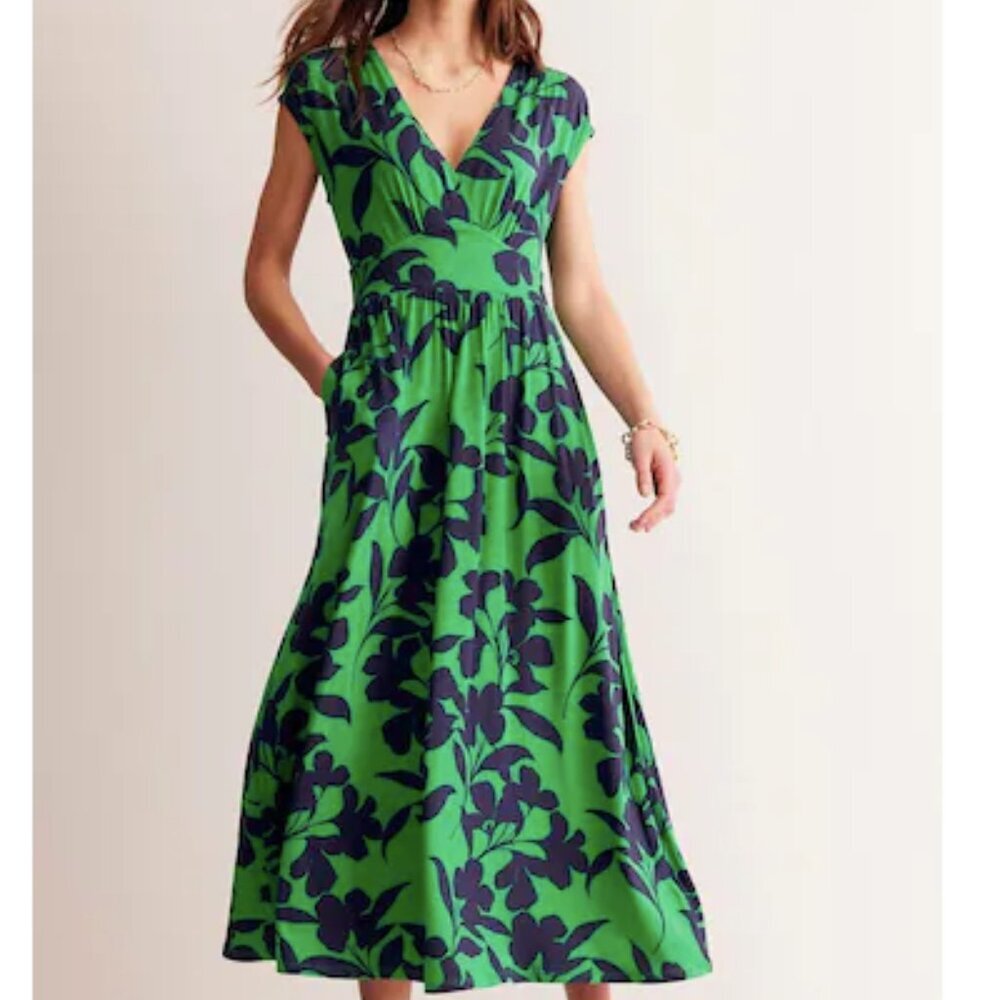 NWOT Boden Vanessa Jersey Wrap Maxi Dress Silhouette Bloom Floral